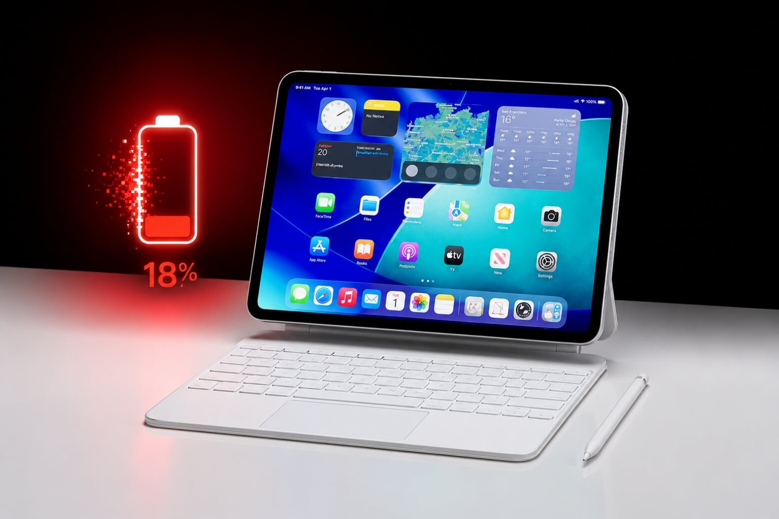 Đánh giá pin iPad Pro M5 chi tiết dung lượng thời lượng và tốc độ sạc 10 Đánh giá pin iPad Pro M5 khi gắn kèm phụ kiện Apple
