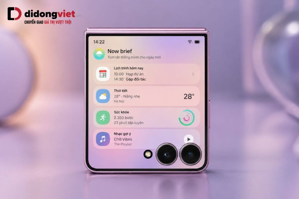 Đánh giá Samsung Z Flip8: Trải nghiệm thực tế và bài toán lên đời an toàn 6 Tính năng Now Brief tự động tóm tắt lịch trình trên màn hình phụ Z Flip8