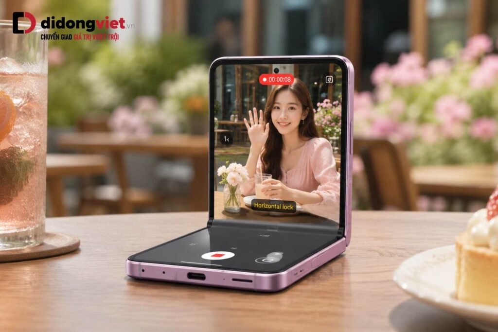 Đánh giá Samsung Z Flip8: Trải nghiệm thực tế và bài toán lên đời an toàn 7 Quay vlog bằng chế độ FlexCam và Horizontal Lock trên Galaxy Z Flip8