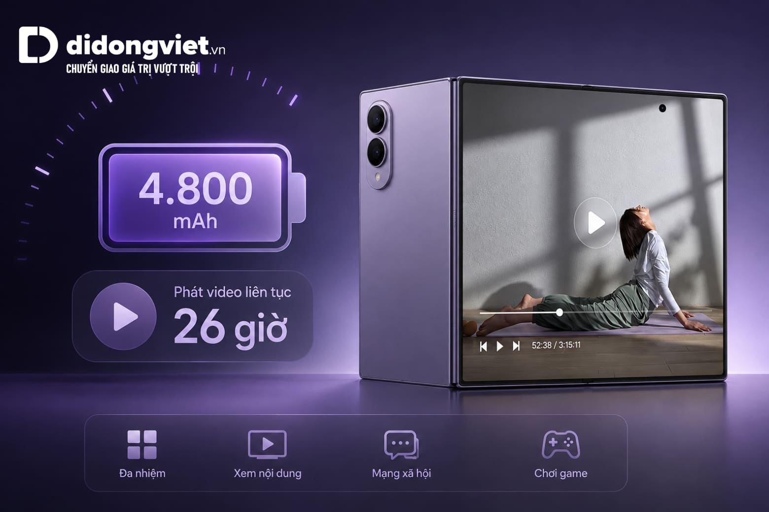 Đánh giá Samsung Z Fold8: Màn hình rộng, hiệu năng mạnh 15 Pin 4.800mAh hướng đến thời lượng sử dụng ổn định cho giải trí và đa nhiệm