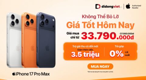 Chốt ngay iPhone 17 Pro Max 256GB giá chỉ 33.79 triệu đồng tại Di Động Việt