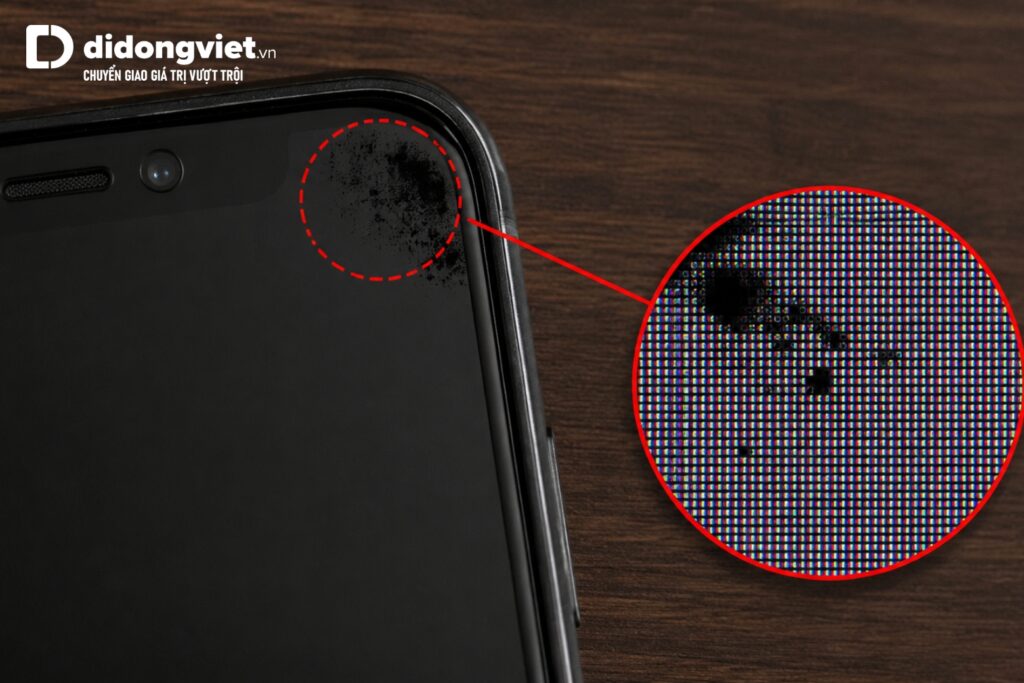 iPhone bị đen góc màn hình- Hướng dẫn chẩn đoán nguyên nhân và xử lý lỗi 9 Màn hình linh kiện kém chất lượng làm tăng nguy cơ xuất hiện đốm đen trên màn hình.