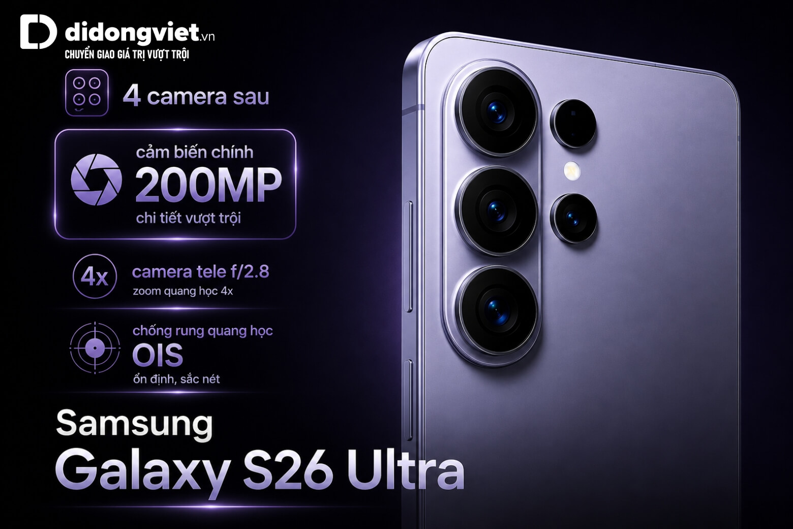 So sánh iPhone 17 Pro Max và Samsung S26 Ultra: Cuộc đối đầu về thông số kỹ thuật 23 Samsung S26 Ultra với cụm 4 camera chính