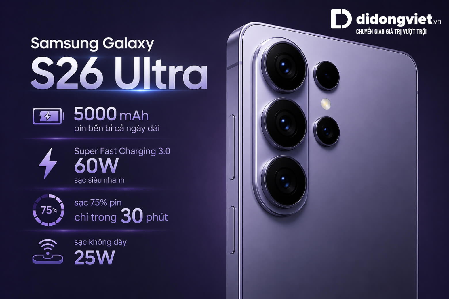 So sánh iPhone 17 Pro Max và Samsung S26 Ultra: Cuộc đối đầu về thông số kỹ thuật 25 Dung lượng pin trên S26 Ultra lên đến 5000 mAh