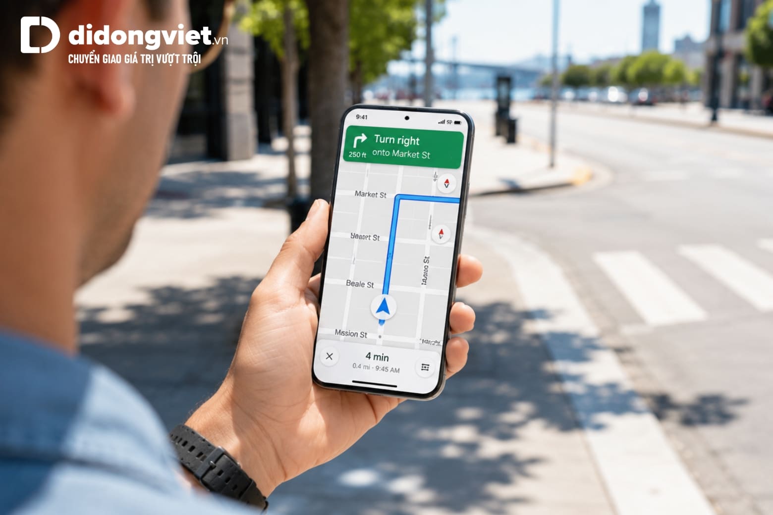 So sánh OPPO A5i và OPPO A6t: Chênh hơn 1 triệu, nên chọn máy nào? 7 Màn hình điện thoại OPPO hiển thị bản đồ dưới ánh nắng ngoài trời