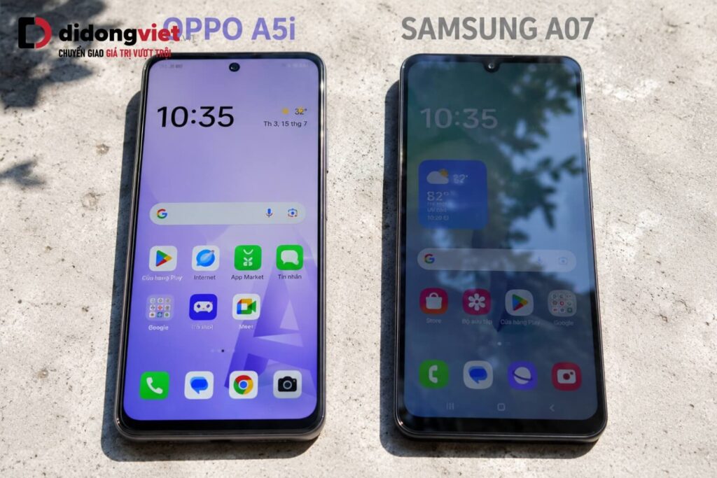 So sánh OPPO A5i và Samsung Galaxy A07 chi tiết để tìm máy bền và đáng tiền nhất 6 So sánh độ sáng màn hình OPPO A5i và Samsung Galaxy A07 dưới trời nắng