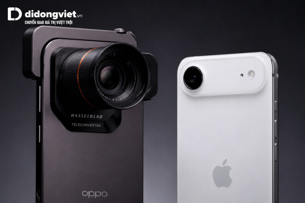 So sánh OPPO Find X9 Pro và iPhone Air giữa thiết kế siêu mỏng và khả năng nhiếp ảnh 10 Hệ thống camera Hasselblad khổng lồ và phụ kiện quang học đặt cạnh camera đơn của đối thủ