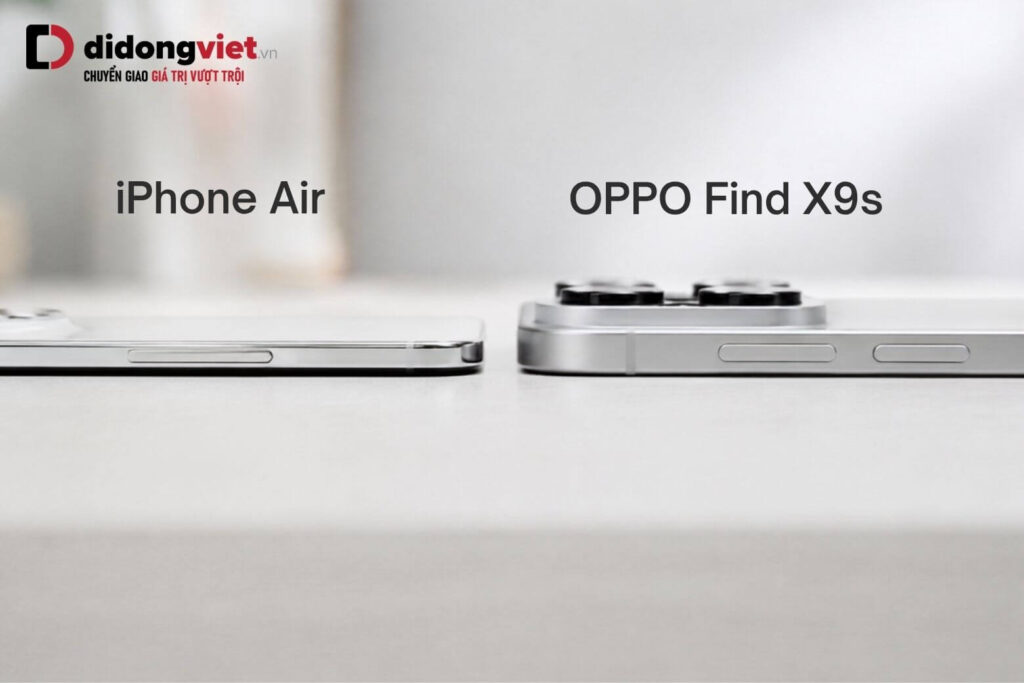 So sánh OPPO Find X9s và iPhone Air: Đánh đổi siêu mỏng hay chọn pin trâu? 7 So sánh độ dày thực tế giữa iPhone Air siêu mỏng và OPPO Find X9s đầm chắc