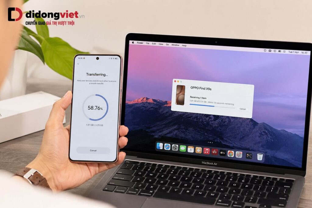 So sánh OPPO Find X9s và iPhone Air: Đánh đổi siêu mỏng hay chọn pin trâu? 11 Trải nghiệm truyền tệp tin không dây trực tiếp từ OPPO Find X9s sang MacBook qua O+ Connect
