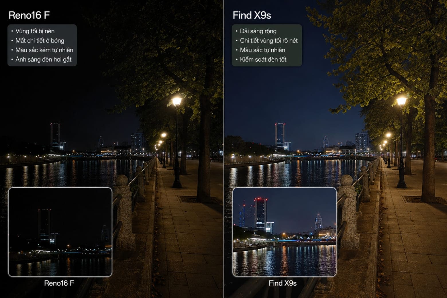 So sánh OPPO Reno16 F và OPPO Find X9s chi tiết từng tiêu chí và nhu cầu sử dụng 7 Chất lượng ảnh chụp và khả năng tối ưu thuật toán Hasselblad