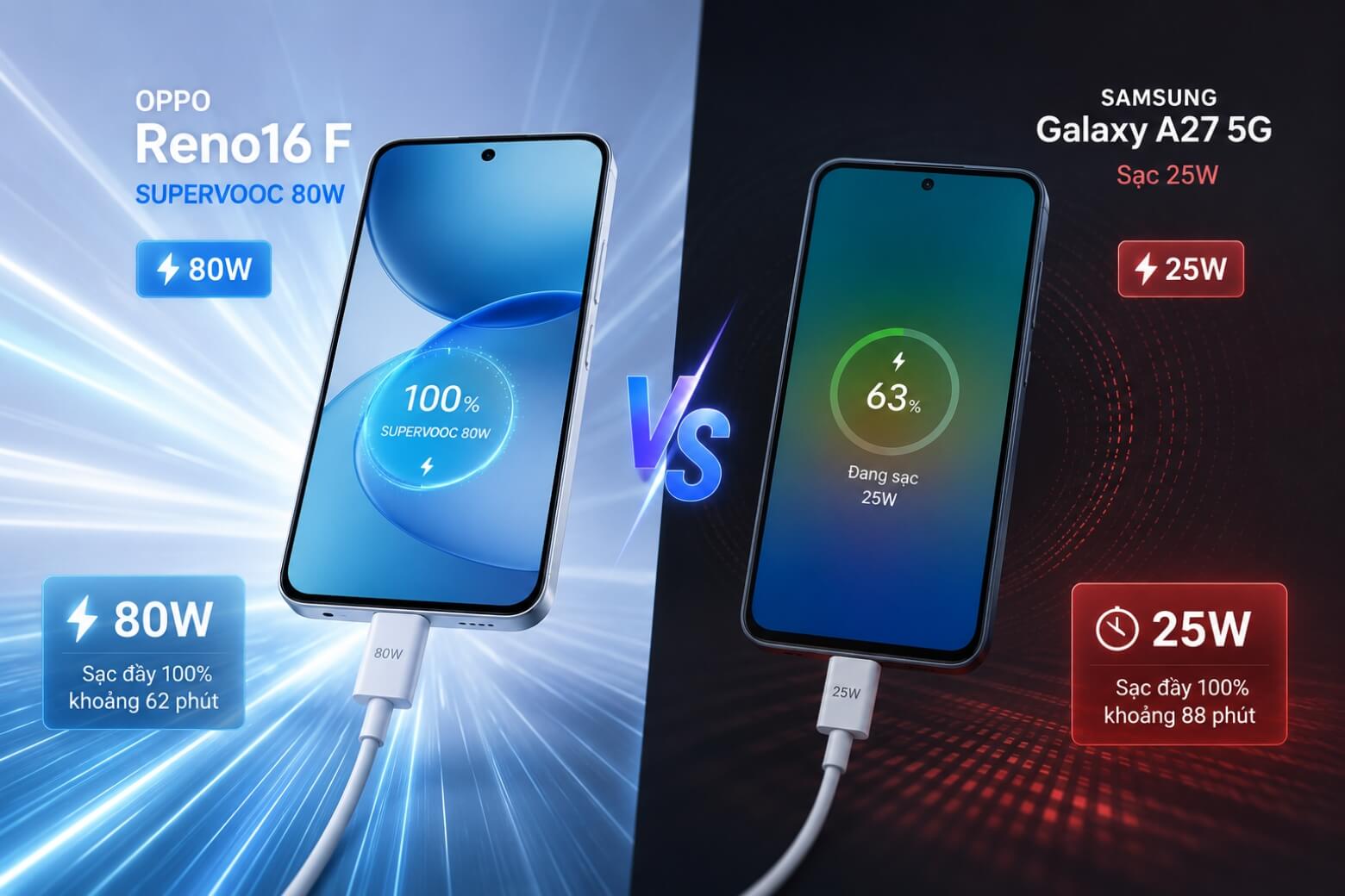 So sánh OPPO Reno16 F và Samsung Galaxy A27 5G qua sử dụng thực tế 11 So sánh OPPO Reno16 F và Samsung Galaxy A27 5G pin sạc