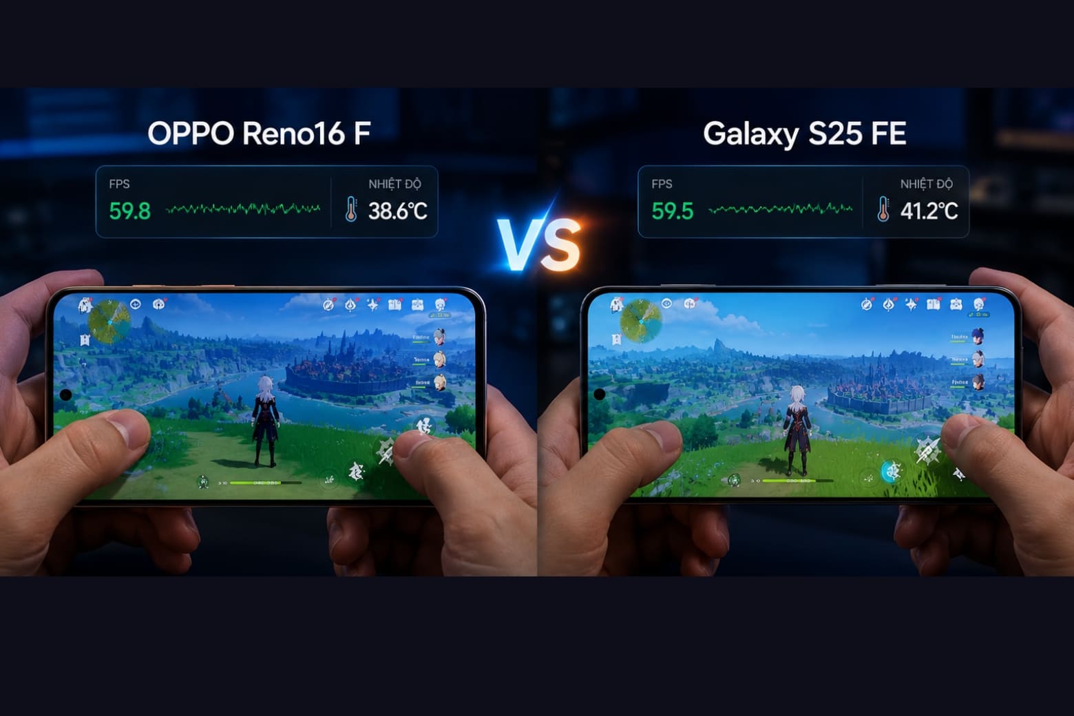 So sánh OPPO Reno16 F và Samsung Galaxy S25 FE theo nhu cầu sử dụng thực tế 8 Trải nghiệm hiệu năng và khả năng tản nhiệt khi chơi game