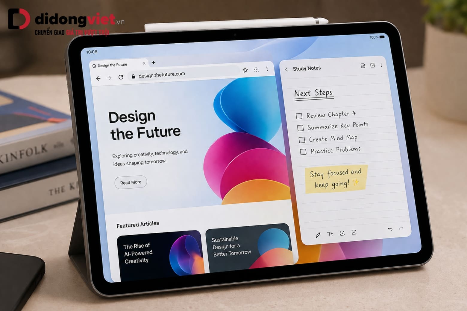 So sánh REDMI Pad 2 Pro và iPad A16 để chọn máy tính bảng dịp Back to School 8 Sinh viên sử dụng máy tính bảng và bút cảm ứng để ghi chép tài liệu học tập