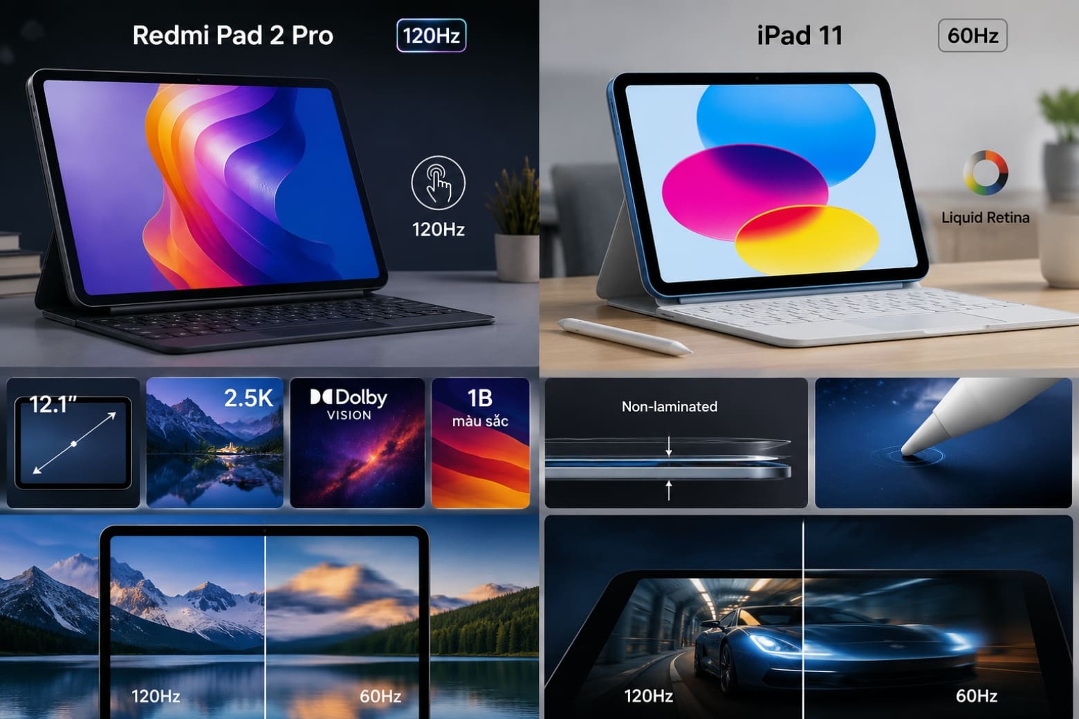 So sánh REDMI Pad 2 Pro và iPad A16 để chọn máy tính bảng dịp Back to School 6 So sánh màn hình Redmi Pad 2 Pro và iPad A16