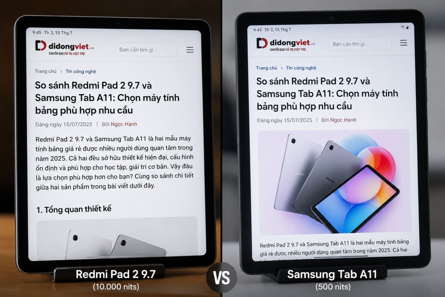 So sánh Samsung Tab A11 và Xiaomi REDMI Pad 2 9.7 theo nhu cầu thực tế 7 So sánh chất lượng màn hình hiển thị giữa Xiaomi Redmi Pad 2 9.7 và Samsung Tab A1
