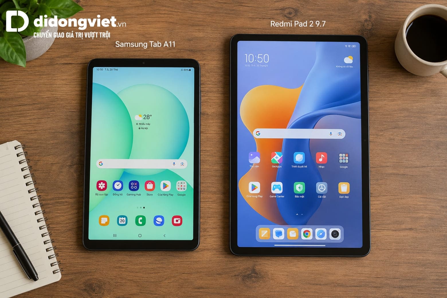 So sánh Samsung Tab A11 và Xiaomi REDMI Pad 2 9.7 theo nhu cầu thực tế 6 So sánh tổng quan ngoại hình Samsung Tab A11 và Xiaomi Redmi Pad 2 9.7