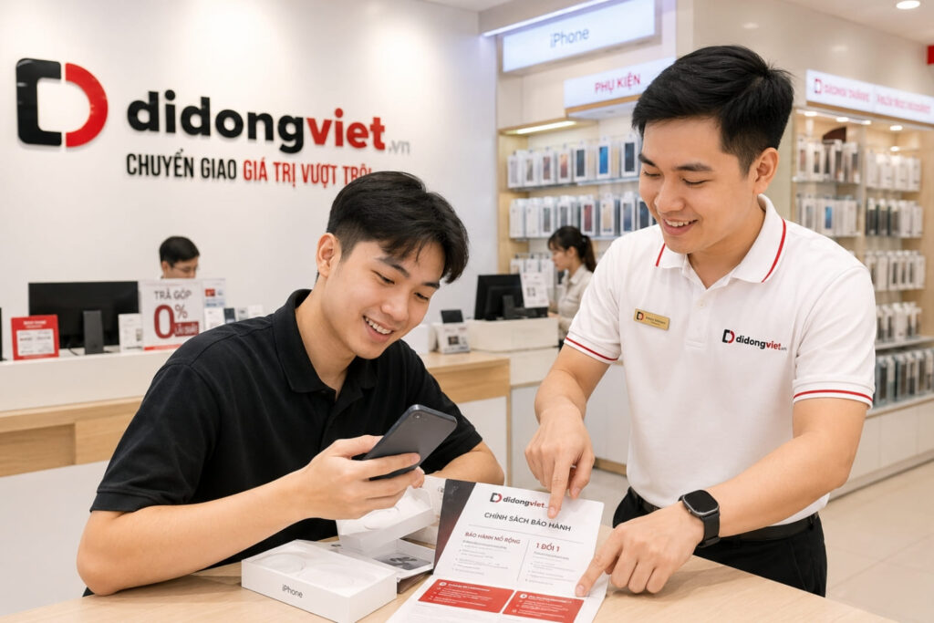 So sánh Xiaomi Redmi A7 và OPPO A5i: Chọn cấu hình hay ưu tiên độ bền? 8 Khách hàng mua sắm điện thoại chính hãng an tâm tại cửa hàng Di Động Việt