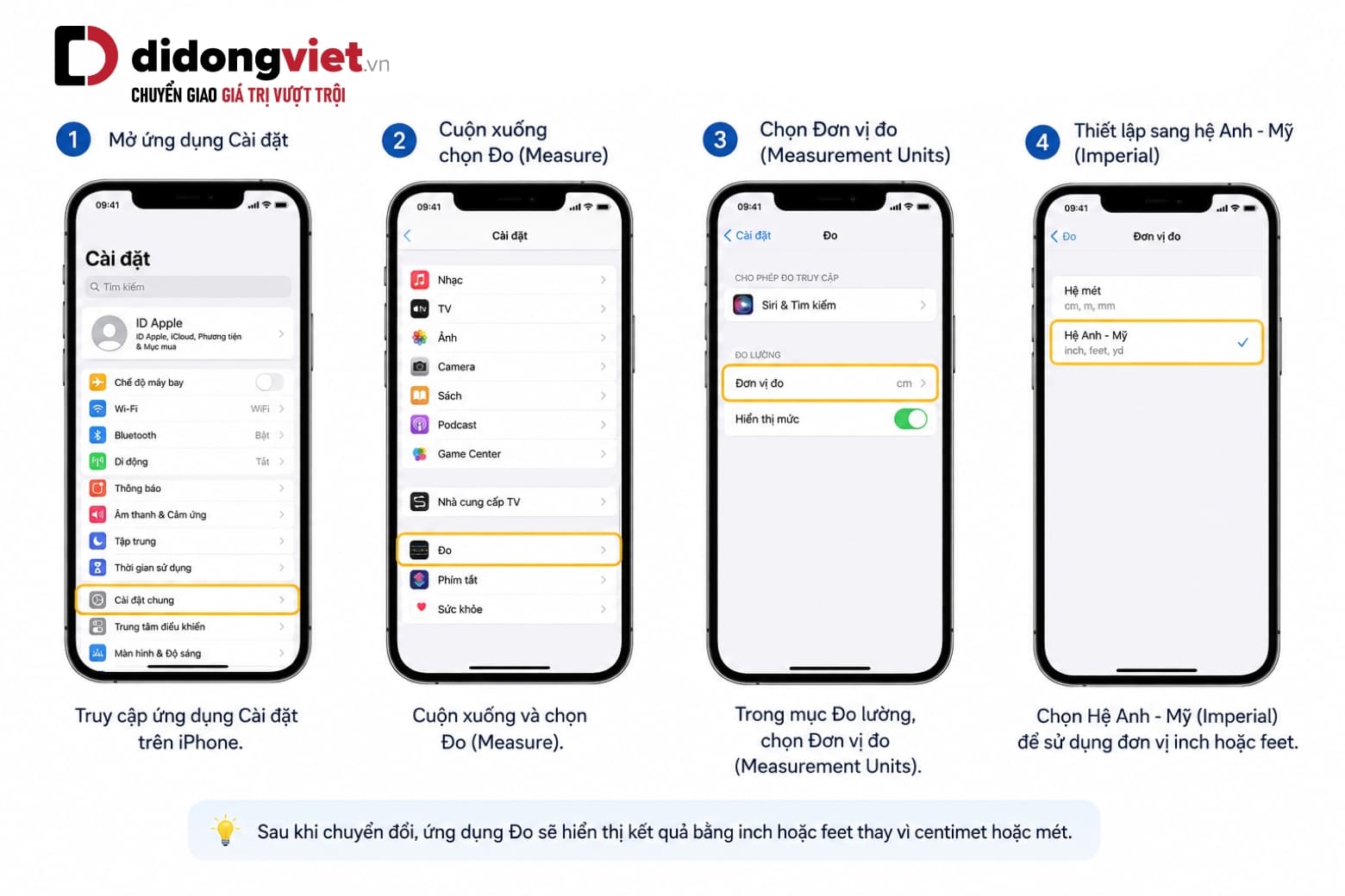Hướng dẫn dùng thước đo trên iPhone và sự khác biệt giữa camera thường với cảm biến LiDAR 9 Hướng dẫn đổi đơn vị đo trên iPhone
