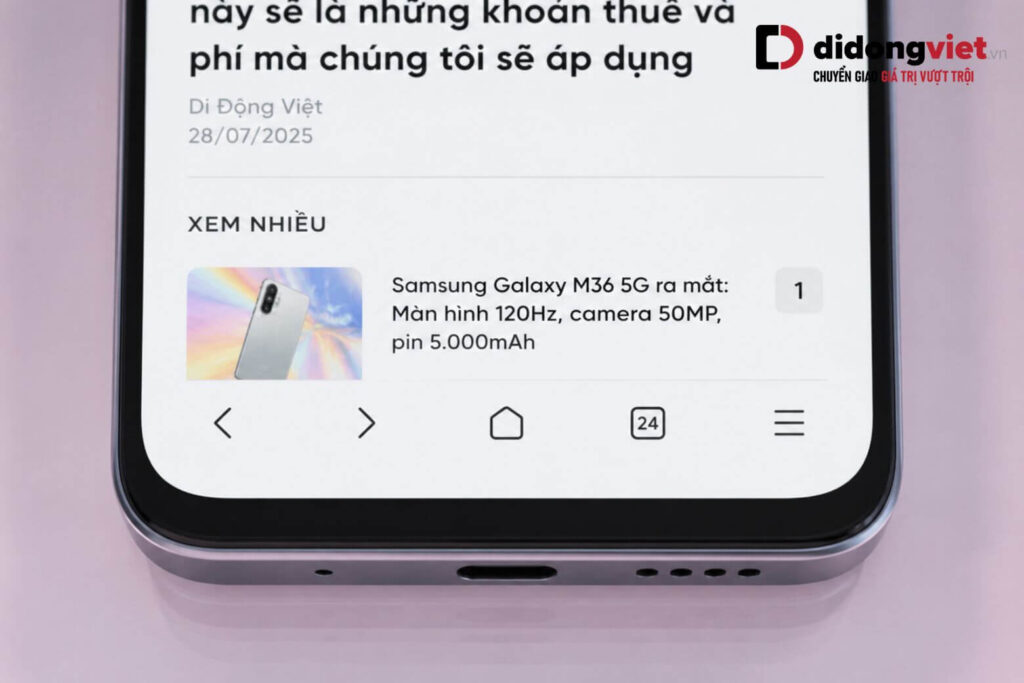 Đánh giá thiết kế và trải nghiệm cầm nắm thực tế REDMI 17 5G 7 Cận cảnh viền dưới màn hình REDMI 17 5G khi hiển thị ngoài trời