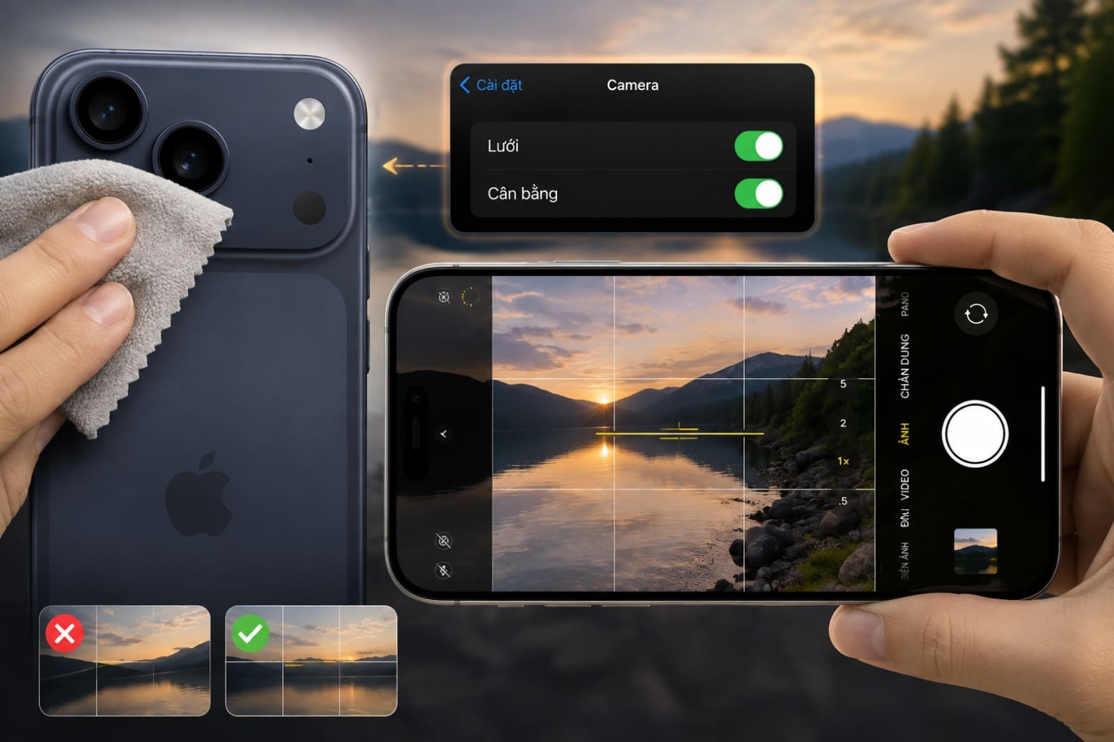 Cách chụp ảnh đẹp trên iPhone 17 Pro với 10 mẹo đơn giản nhất 6 Hai thao tác đơn giản giúp ảnh rõ nét hơn và bố cục cân đối ngay từ đầu