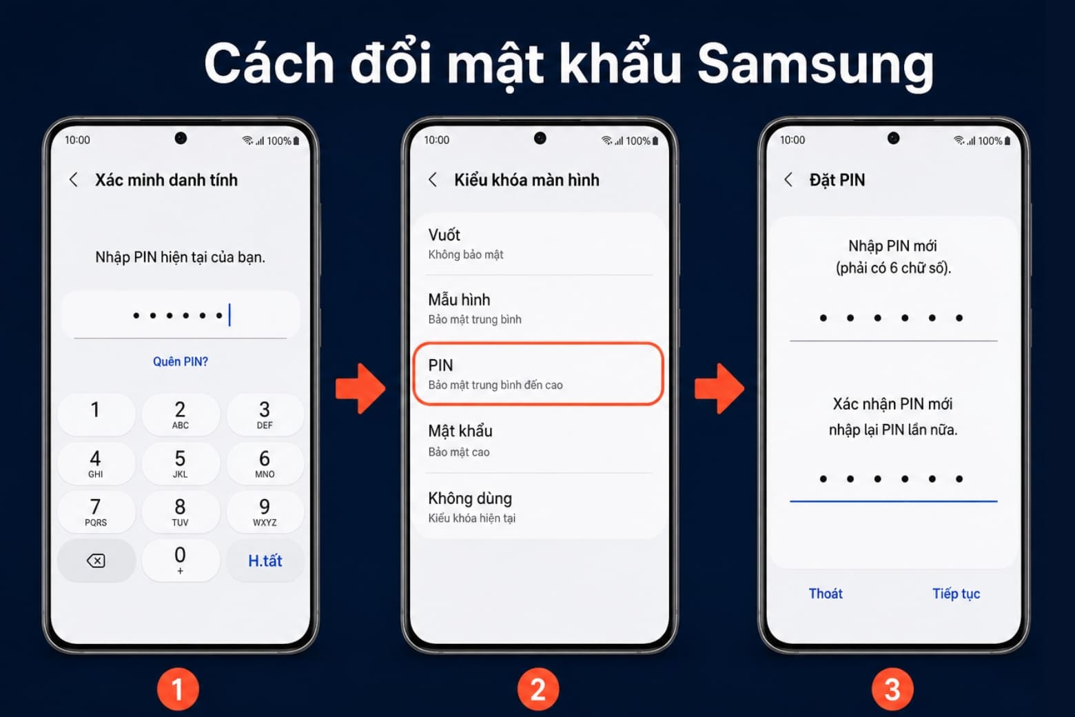Cách đặt mật khẩu điện thoại Samsung đơn giản, nhanh chóng 24 Đổi sang mã khóa mới để tăng cường bảo vệ dữ liệu cá nhân