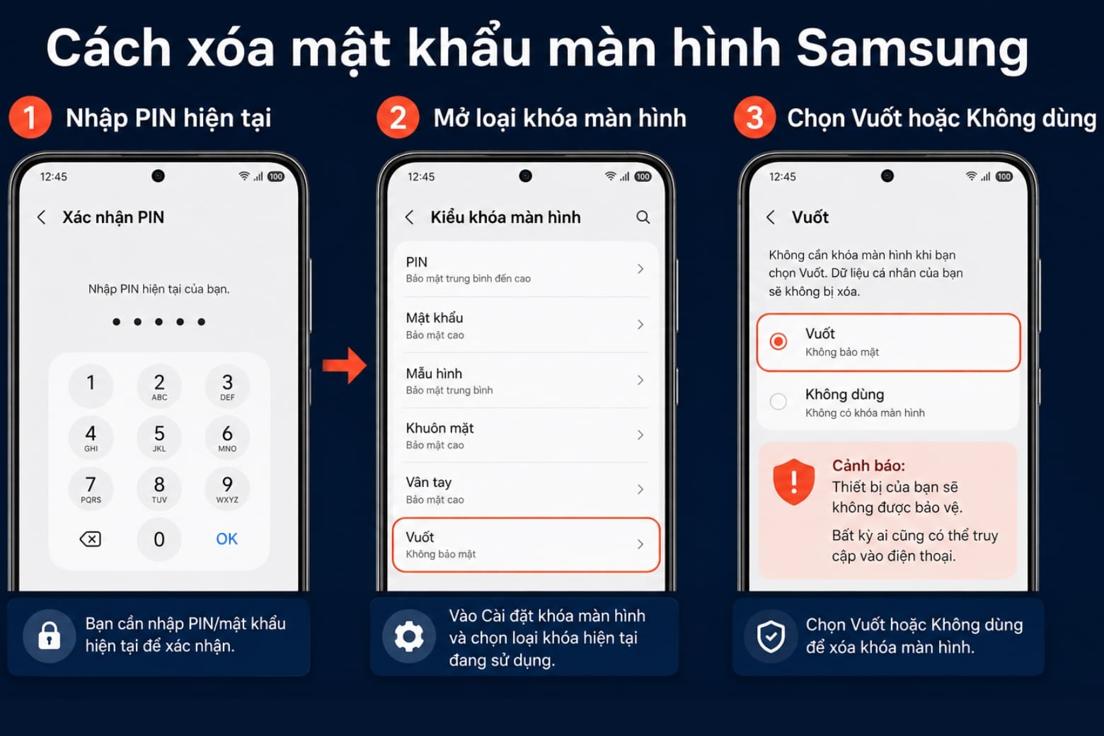 Cách đặt mật khẩu điện thoại Samsung đơn giản, nhanh chóng 25 Tắt khóa màn hình khi cần nhưng nên cân nhắc rủi ro bảo mật
