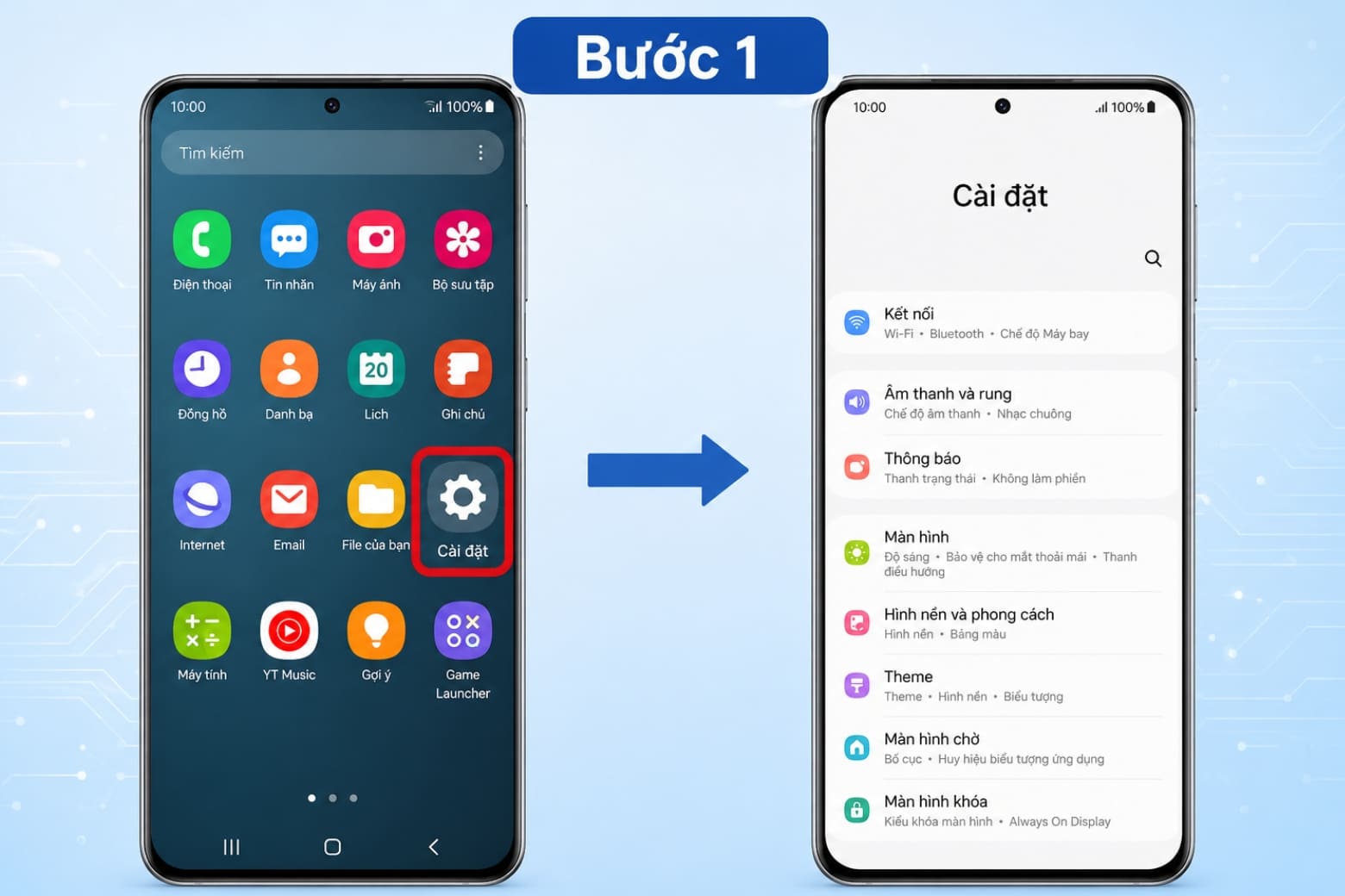 Cách đặt mật khẩu điện thoại Samsung đơn giản, nhanh chóng 16 Bắt đầu thiết lập mật khẩu bằng cách truy cập ứng dụng Cài đặt