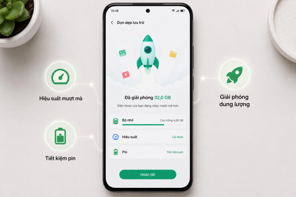 Cách giải phóng dung lượng OPPO cực đơn giản giúp máy chạy mượt mà 10 Mở Trình quản lý điện thoại, chọn Tối ưu hóa hoặc Dọn dẹp bộ nhớ để xóa dữ liệu rác nhanh chóng.