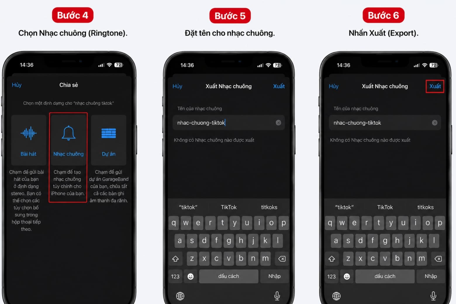 Cách lấy video TikTok làm nhạc chuông cho iPhone đơn giản 46 Bước 4 5 6 là bước cuối để hoàn thiện