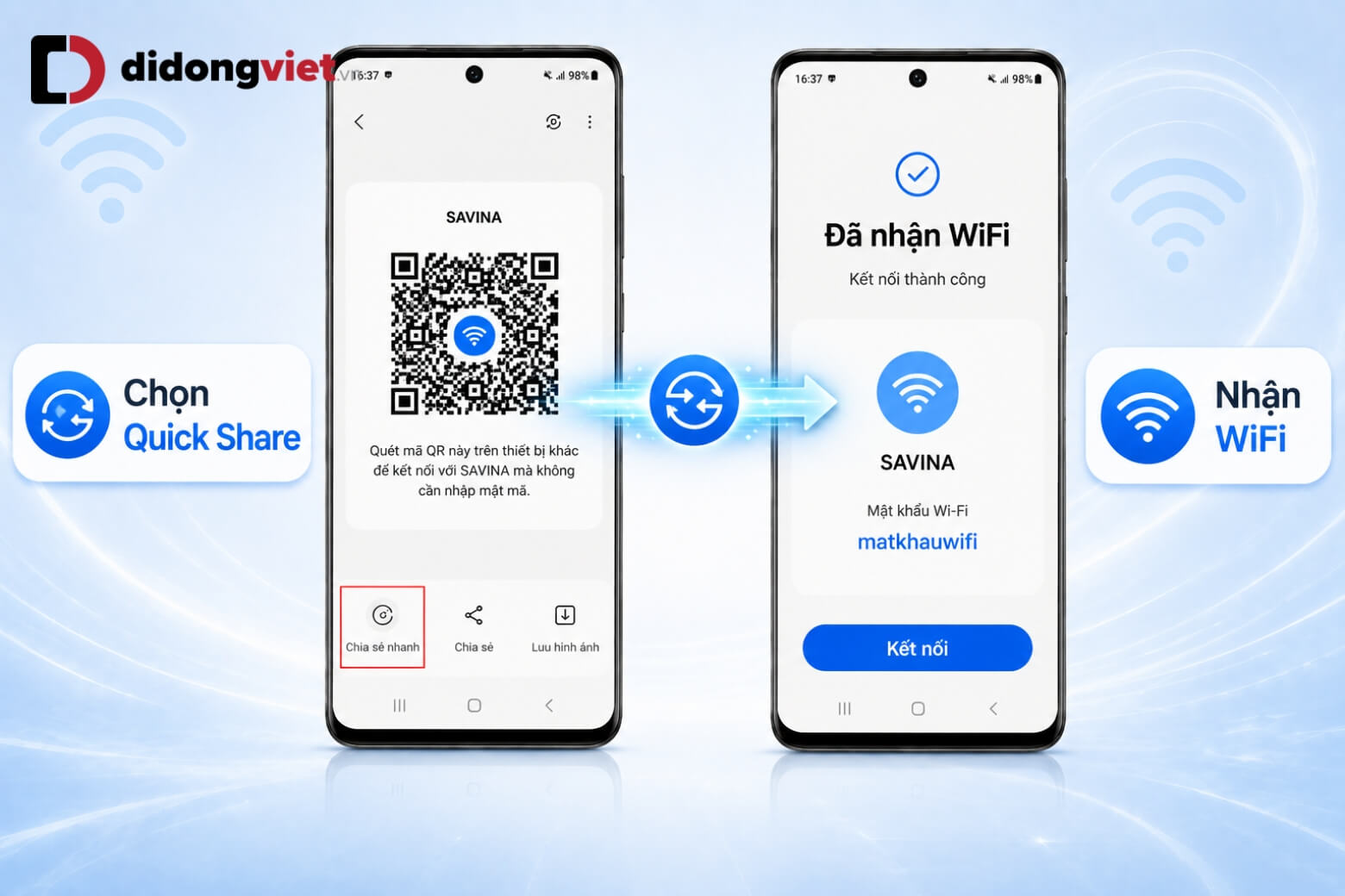 Cách xem pass WiFi trên Samsung không cần root chỉ với vài bước 12 Cách xem pass WiFi trên Samsung không cần root chia sẻ qua Quick Share