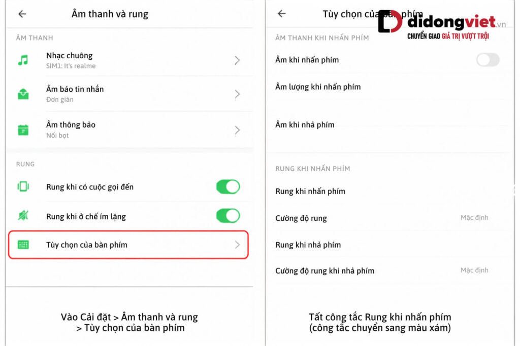 Hướng dẫn cài đặt bàn phím OPPO: Sửa lỗi gõ sai chữ, thêm tiếng Việt và đổi giao diện 7 Hướng dẫn tắt rung phản hồi xúc giác ở hệ thống OPPO và trong tùy chọn bàn phím