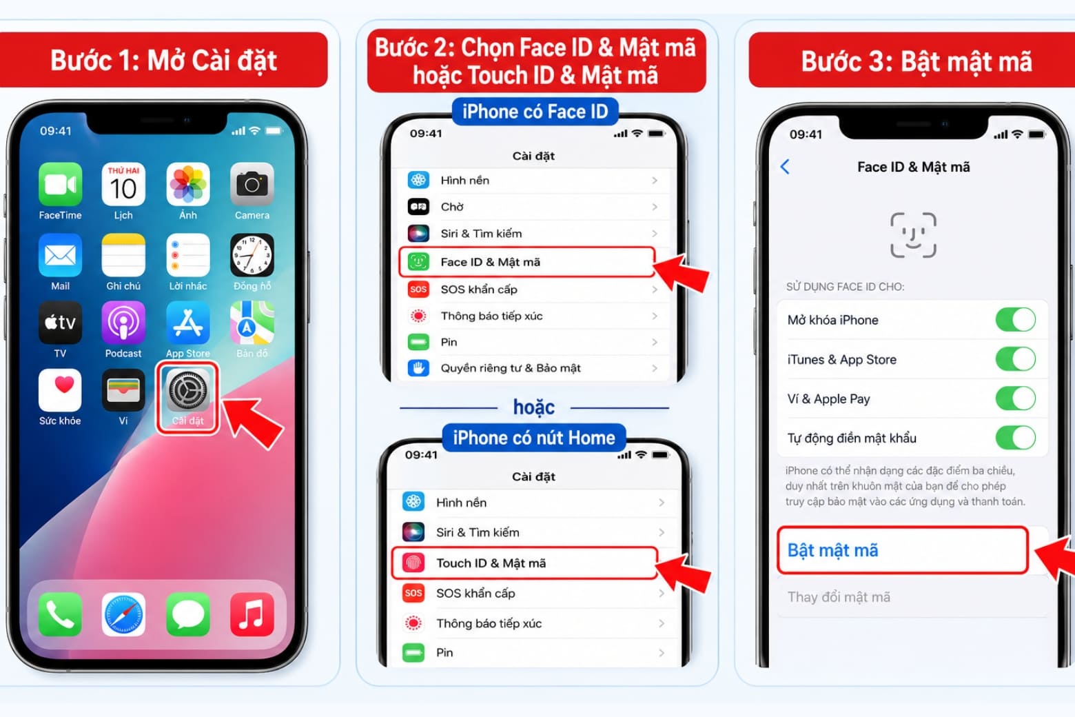 Cài đặt khoá màn hình iPhone bằng mật mã, Face ID 13 Cách cài đặt khóa màn hình iPhone bằng mật mã với 3 bước này