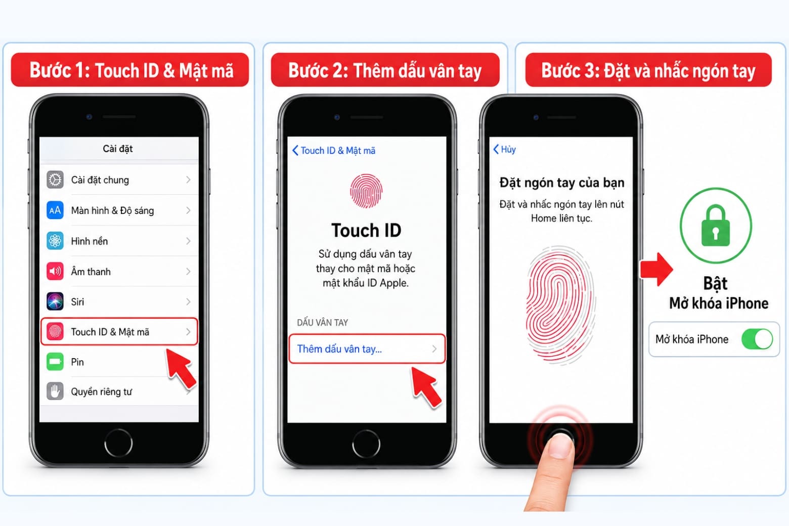 Cài đặt khoá màn hình iPhone bằng mật mã, Face ID 16 Thêm dấu vân tay để xác thực và mở khóa iPhone dễ dàng