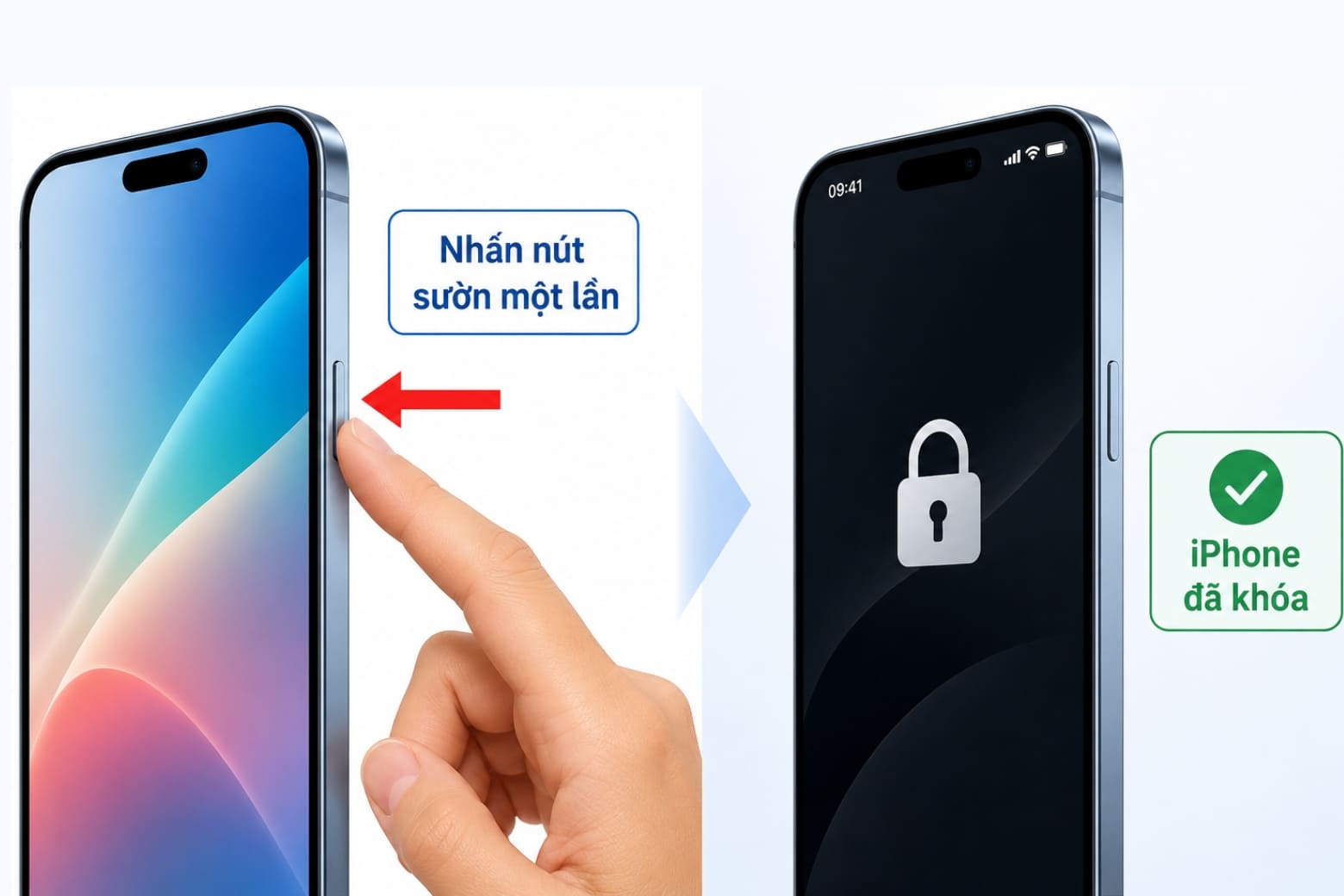 Cài đặt khoá màn hình iPhone bằng mật mã, Face ID 18 Nhấn nút sườn để khóa iPhone nhanh chóng sau khi sử dụng