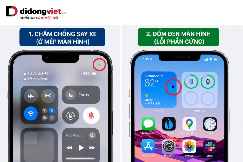 Cách nhận biết và xử lý các loại chấm tròn trên màn hình iPhone 8 cham tron tren man hinh iphone didongviet 2