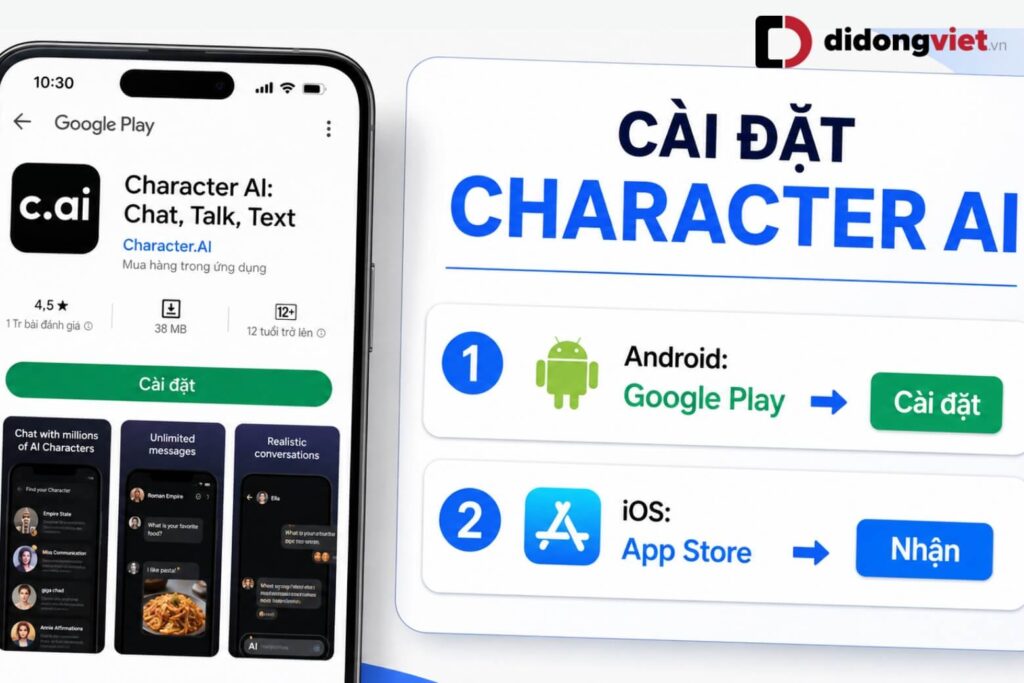 Character AI là gì? Hướng dẫn từ A-Z và mẹo sử dụng hiệu quả 13 Trên Android, tải Character AI chính thức từ Google Play để bắt đầu trò chuyện ngay.