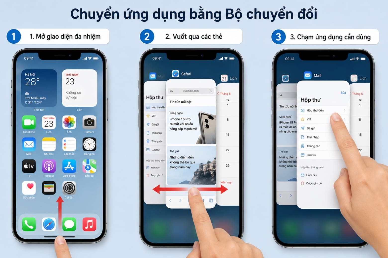 Đa nhiệm trên iPhone là gì? Cách mở và sử dụng chi tiết 15 Vuốt qua các thẻ ứng dụng để nhanh chóng quay lại tác vụ đang thực hiện