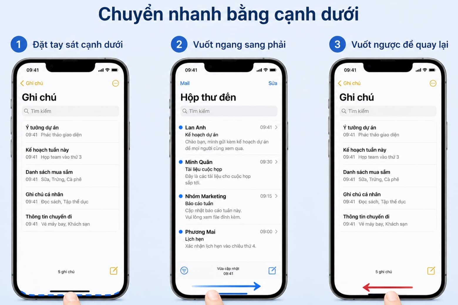 Đa nhiệm trên iPhone là gì? Cách mở và sử dụng chi tiết 16 Vuốt ngang cạnh dưới để chuyển tức thì giữa các ứng dụng vừa sử dụng