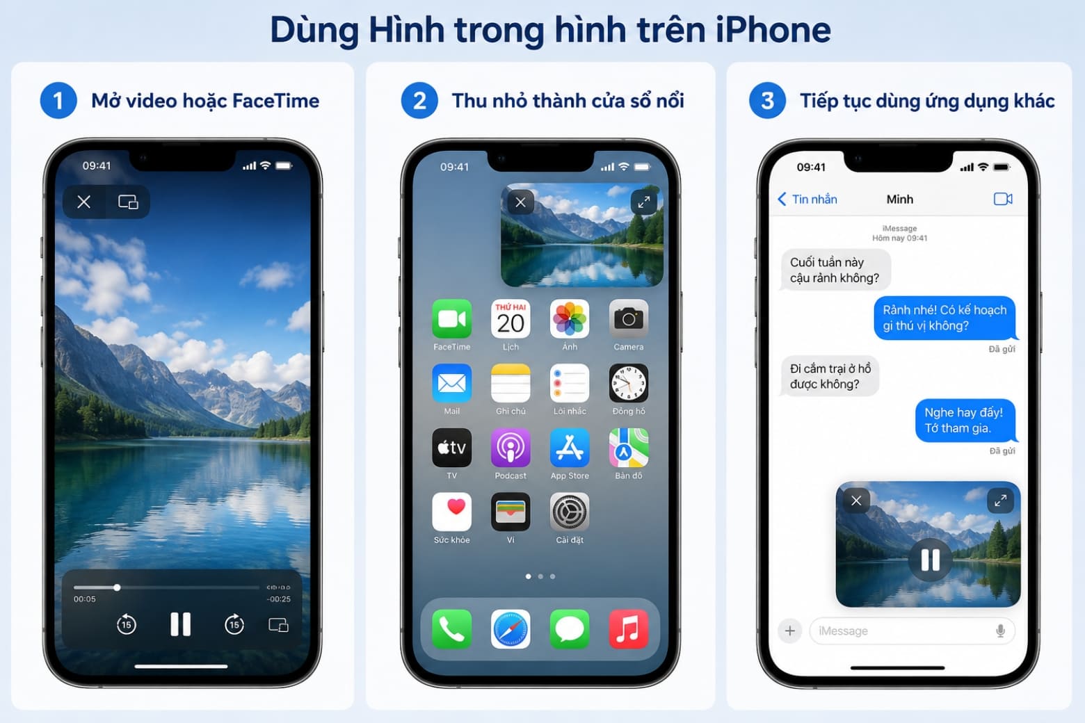 Đa nhiệm trên iPhone là gì? Cách mở và sử dụng chi tiết 18 Thu nhỏ video hoặc FaceTime thành cửa sổ nổi để tiếp tục sử dụng ứng dụng khác