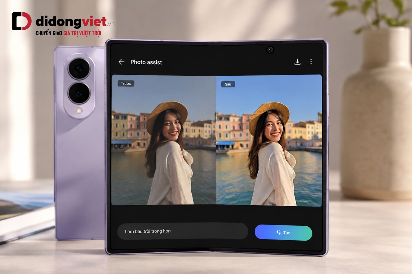 Đánh giá camera Samsung Z Fold8: Bộ đôi 50MP quay 8K có tốt? 11 Photo Assist đơn giản hóa hậu kỳ bằng cách cho phép chỉnh ảnh qua câu lệnh tự nhiên