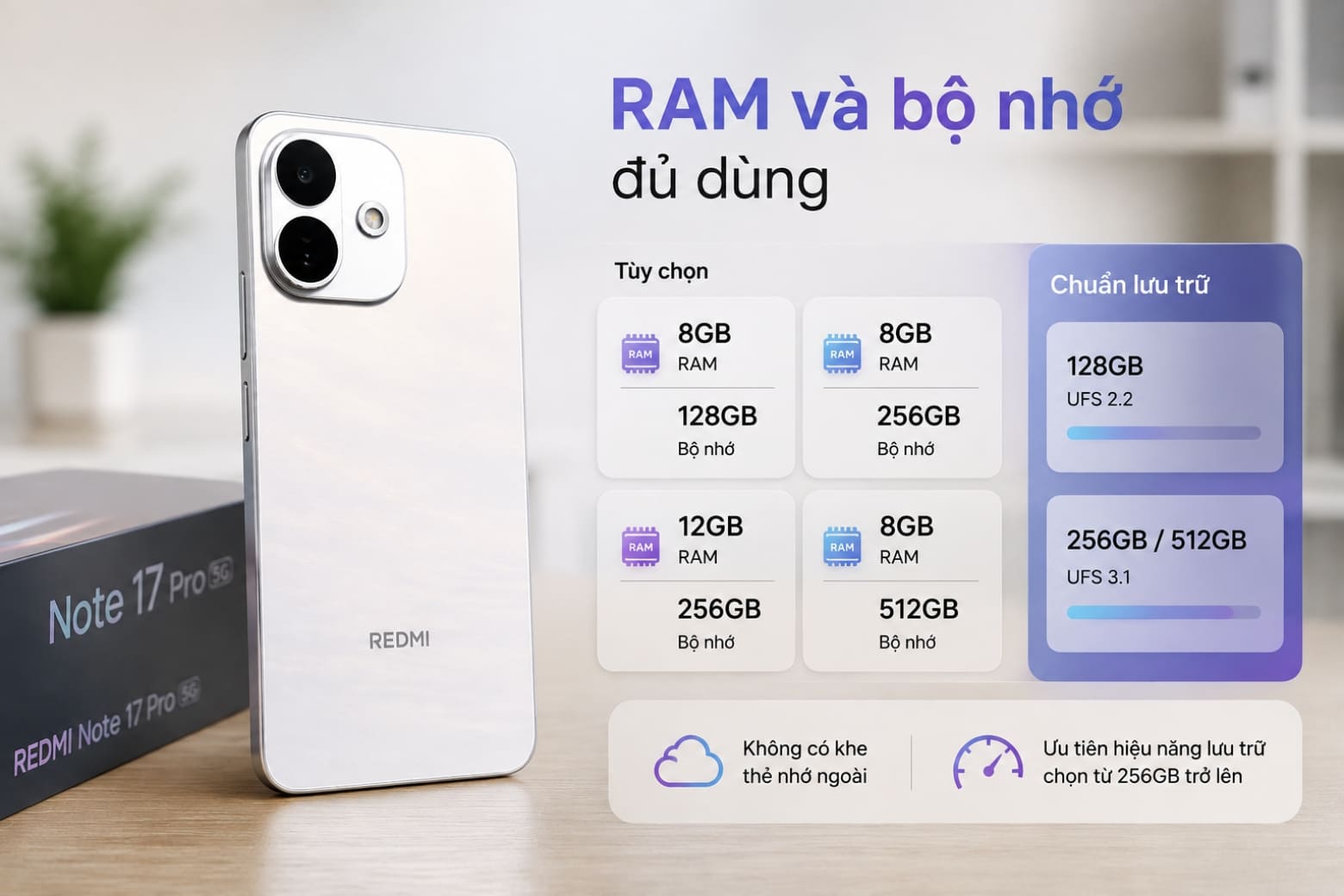 Đánh giá hiệu năng REDMI Note 17 Pro 5G: Có đủ mạnh không? 8 RAM lớn cùng bộ nhớ đến 512GB giúp máy đa nhiệm và lưu trữ thoải mái hơn