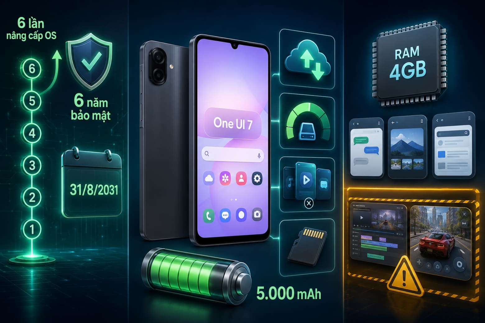 Đánh giá hiệu năng Samsung Galaxy A07: Có mượt và chơi game tốt không? 11 Chính sách cập nhật dài hạn giúp Galaxy A07 duy trì trải nghiệm ổn định lâu dài