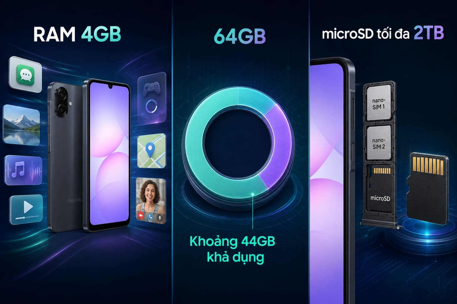 Đánh giá hiệu năng Samsung Galaxy A07: Có mượt và chơi game tốt không? 8 RAM 4GB đáp ứng cơ bản, trong khi bộ nhớ 64GB cần quản lý hợp lý
