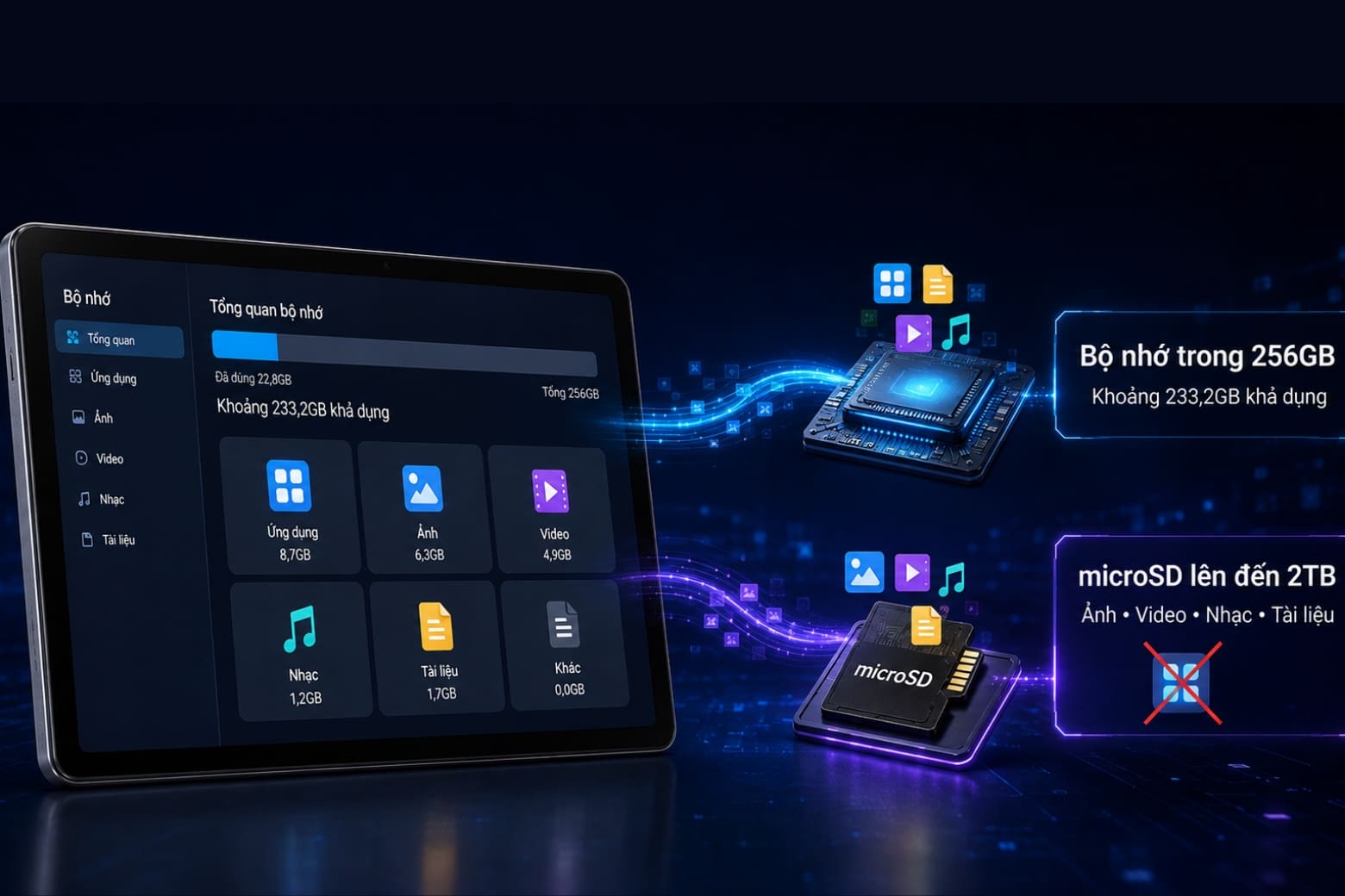 Đánh giá hiệu năng Samsung Tab A11 Plus: Có mạnh không? 7 RAM 8GB giúp Galaxy Tab A11 Plus chuyển đổi ứng dụng thuận tiện và linh hoạt hơn