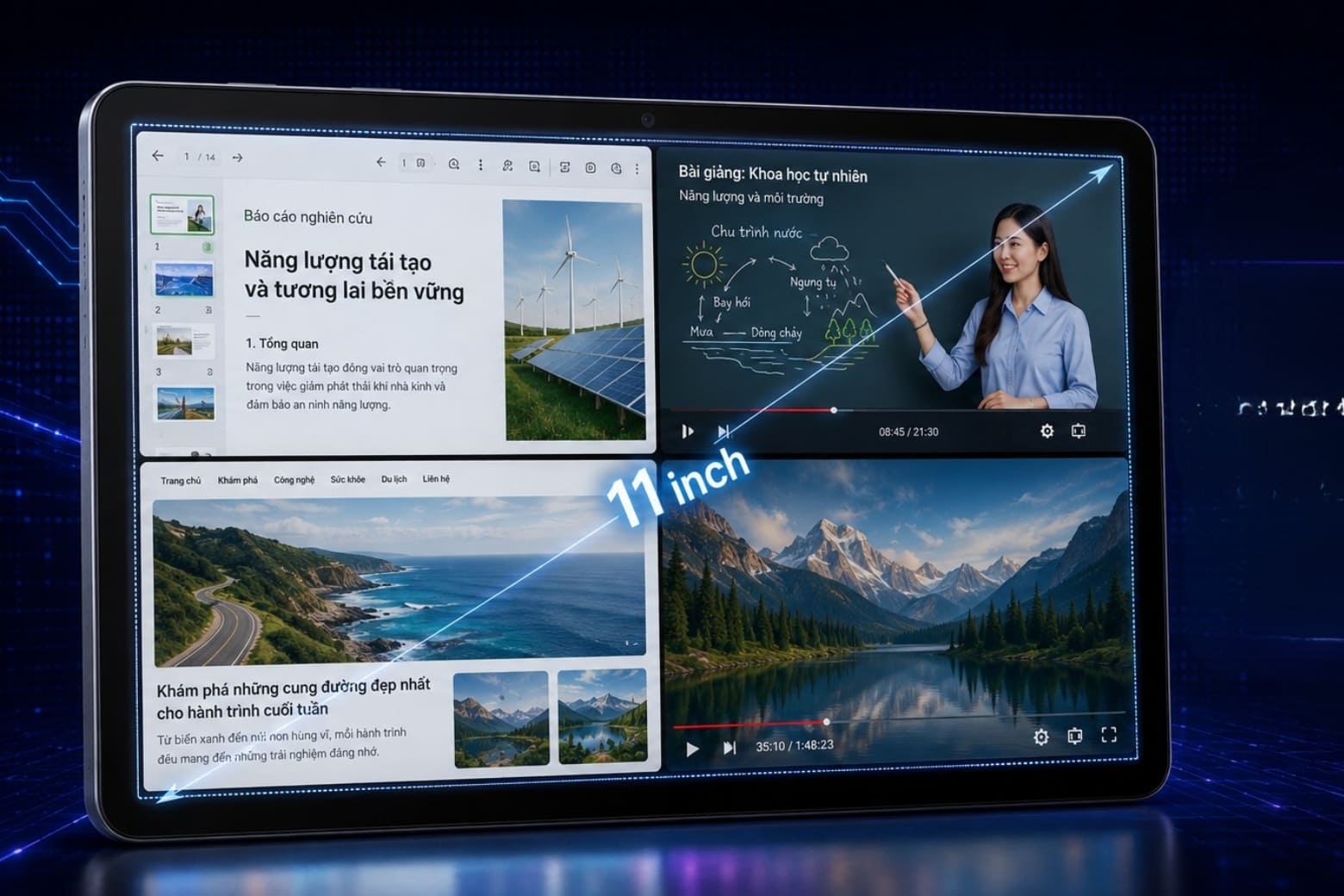Đánh giá màn hình Samsung Tab A11 Plus: 11 inch 90Hz có tốt không? 6 Màn hình 11 inch mở rộng không gian hiển thị, mang đến trải nghiệm rõ ràng hơn