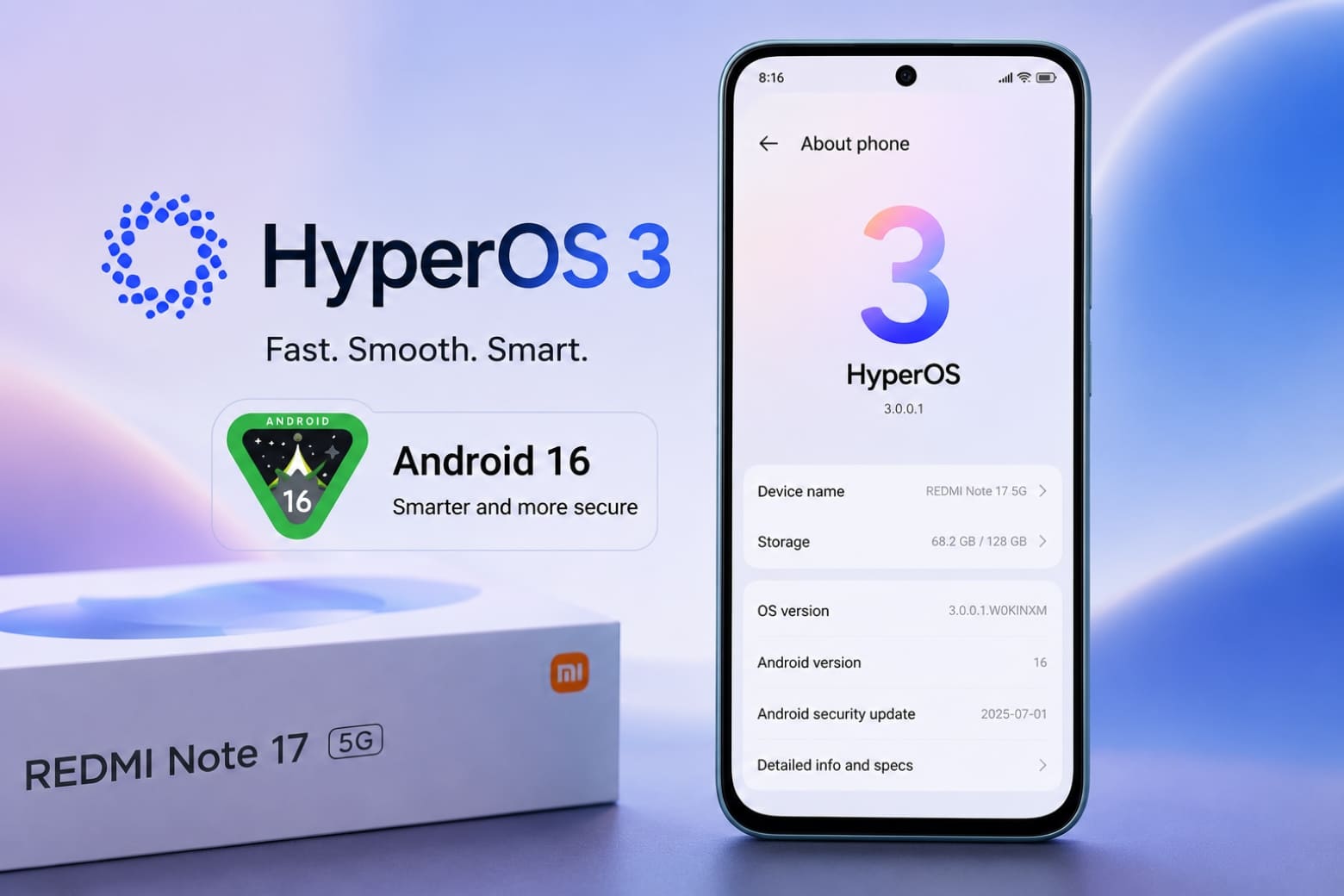Đánh giá REDMI Note 17 Pro 5G: Màn 1.5K, pin lớn, sạc 67W 14 HyperOS 3 kết hợp Android 16 mang đến giao diện hiện đại và nhiều tiện ích