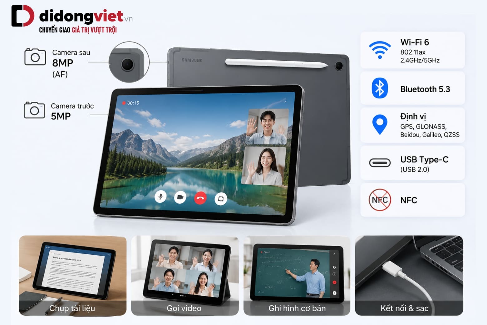 Đánh giá Samsung Tab S10 Lite chi tiết: Có đáng mua không? 11 Camera và kết nối đáp ứng nhu cầu cơ bản, nhưng vẫn có vài điểm cần lưu ý