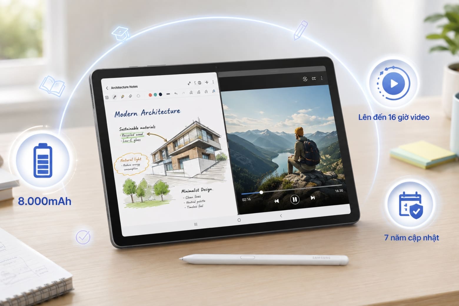Đánh giá Samsung Tab S10 Lite chi tiết: Có đáng mua không? 12 Pin 8.000mAh cùng chính sách cập nhật dài hạn giúp máy bền bỉ theo thời gian