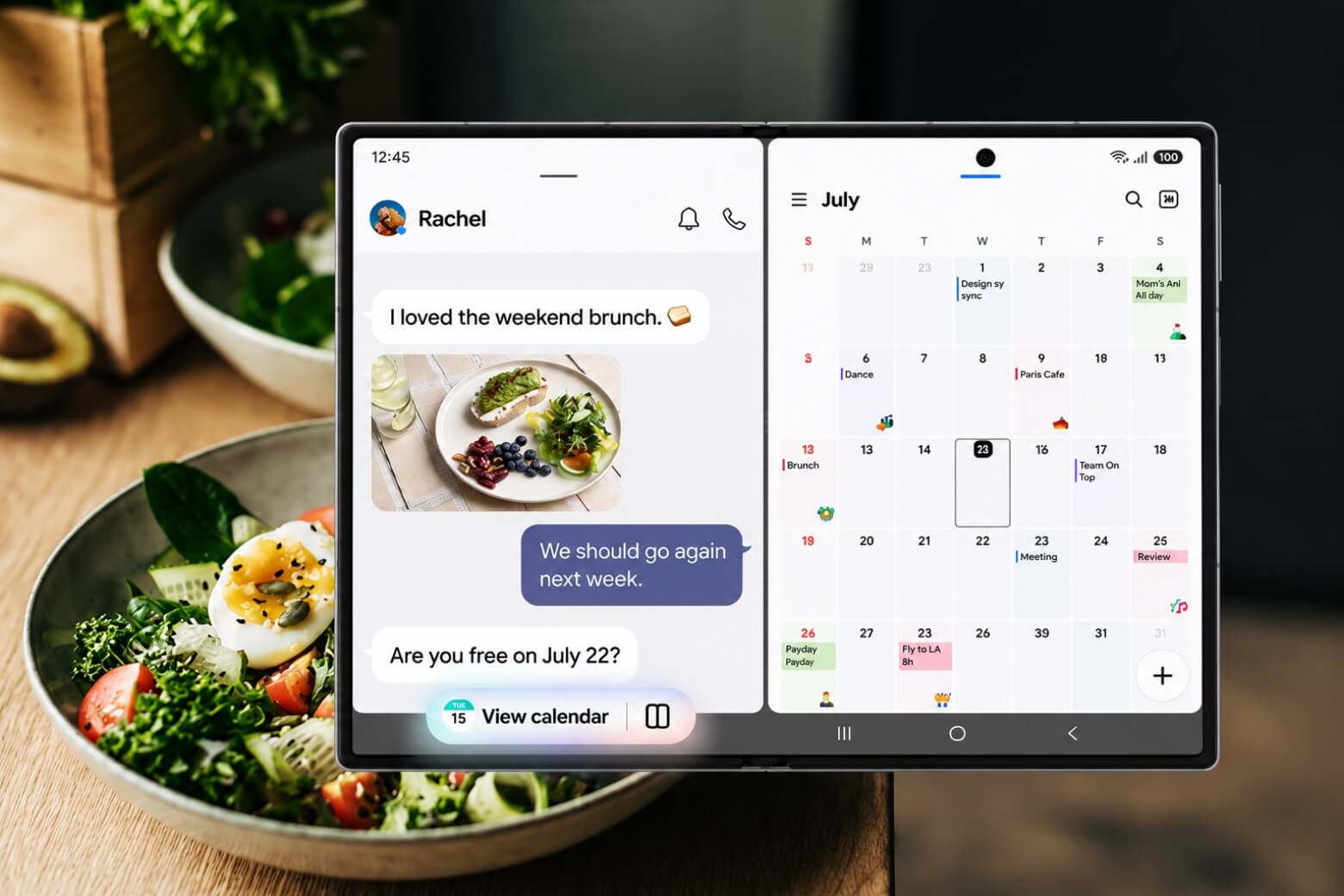 Trải nghiệm đa nhiệm với Galaxy AI trên dòng Samsung Galaxy Z Fold8 Series 5 Galaxy AI trên dòng Samsung Galaxy Z Fold8 Series đa nhiệm Split View