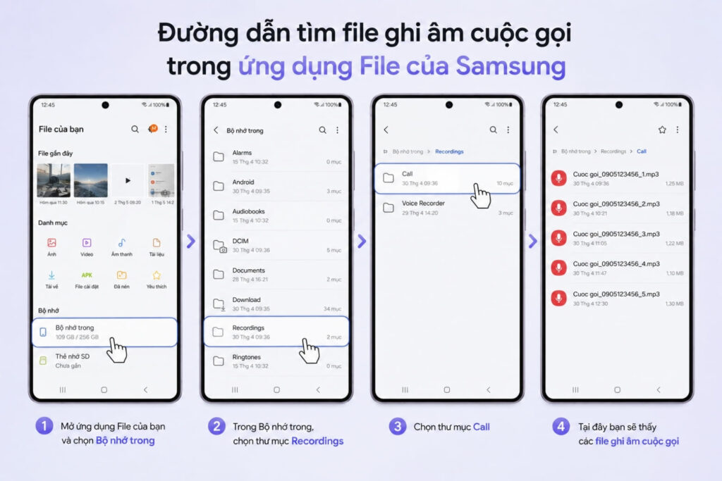Hướng dẫn ghi âm Samsung toàn tập: Cuộc gọi, tìm file và tối ưu Galaxy AI 7 Hướng dẫn ghi âm Samsung toàn tập